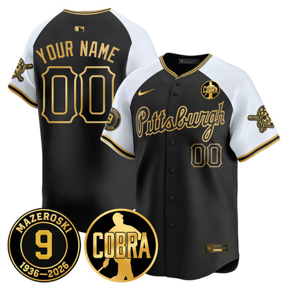 Custom PIT Memories Vapor Limited Gold Jersey - Bill Mazeroski Patch - Stitched