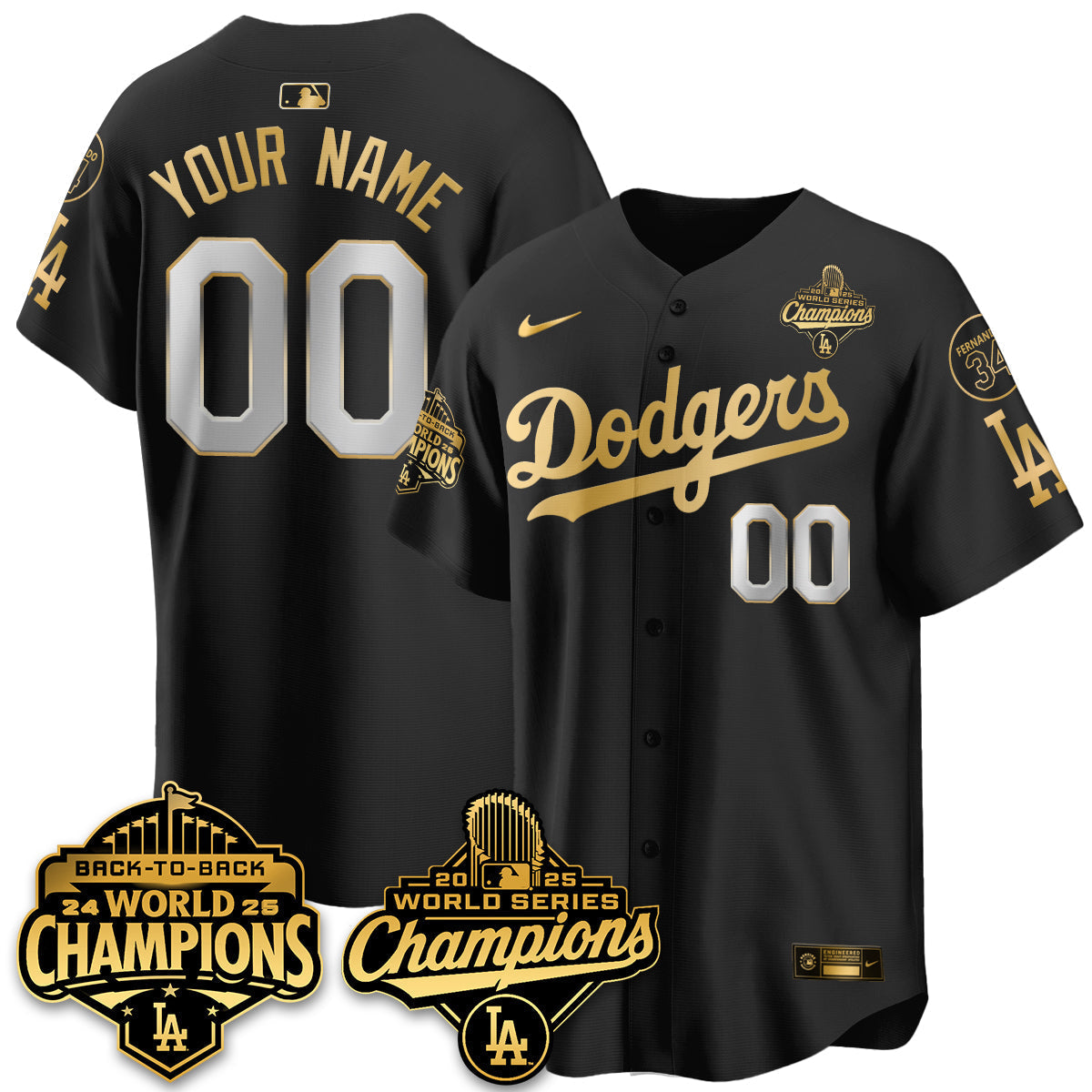 Custom LAD 2025 World Series Champions Jersey - Stitched N2