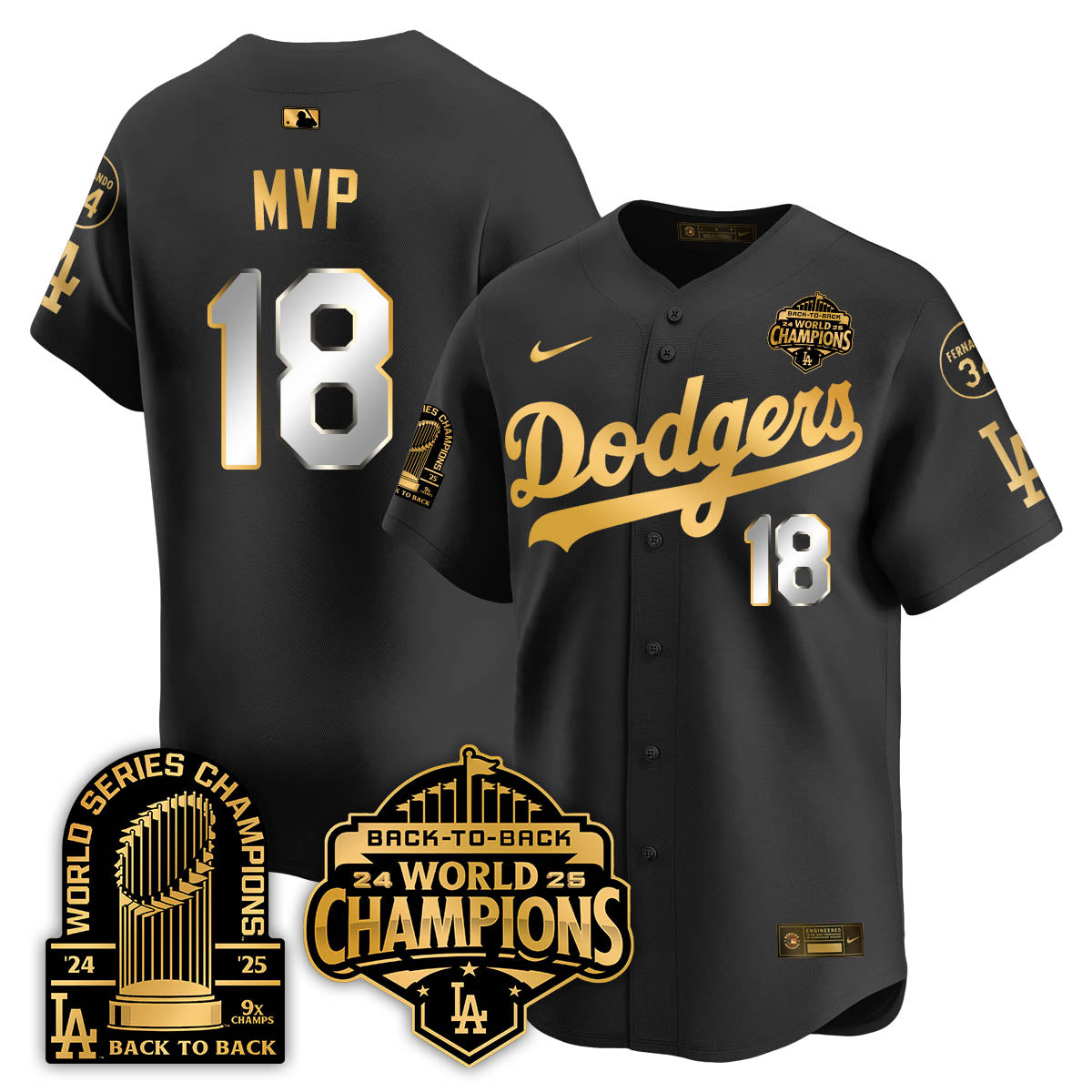 LAD 2025 World Series Champions Jersey - 9x Champs - Stitched N2