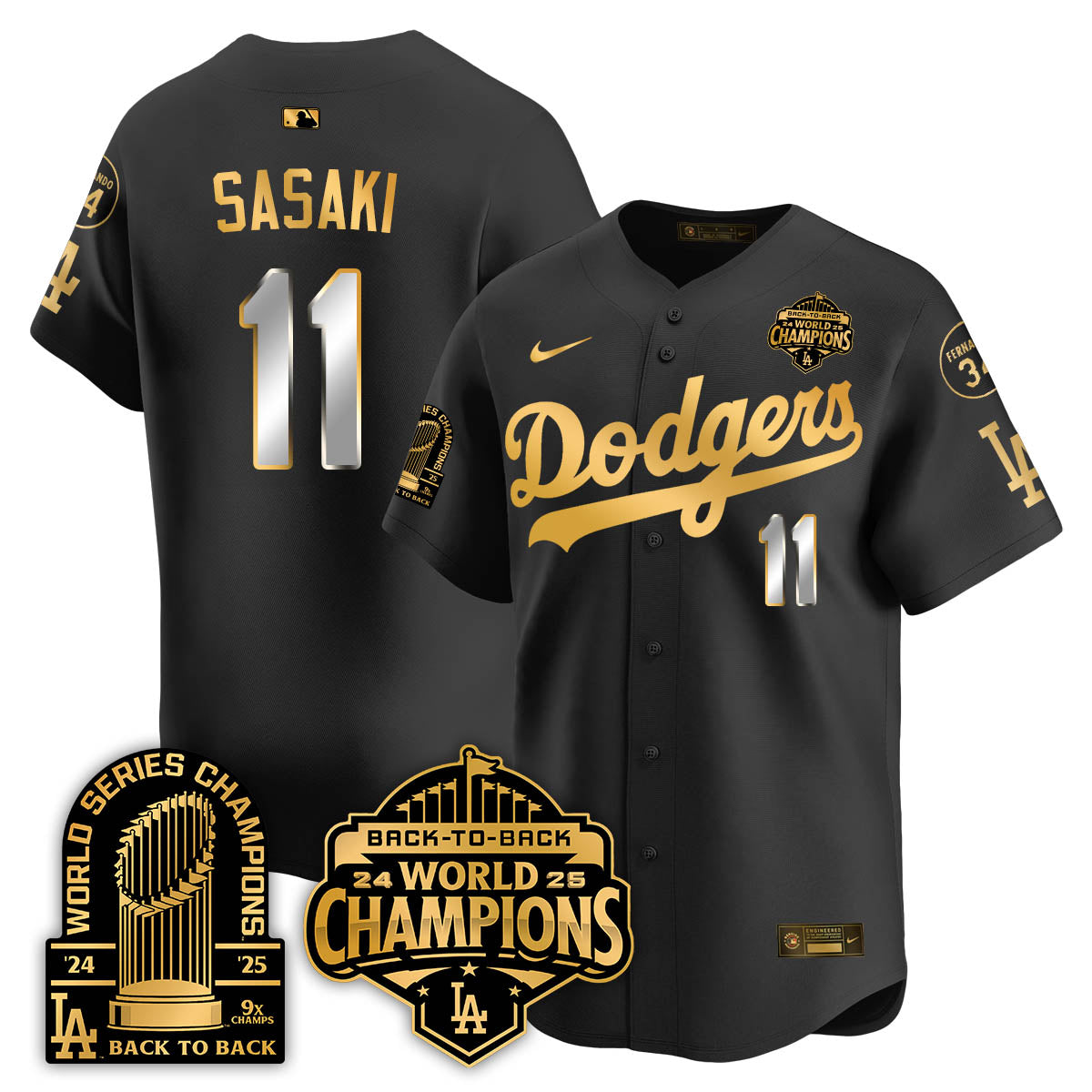 LAD 2025 World Series Champions Jersey - 9x Champs - Stitched N2