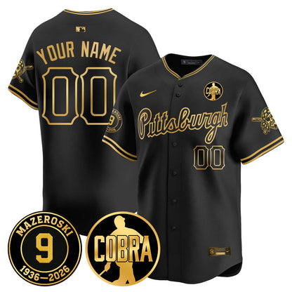 Custom PIT Memories Vapor Limited Gold Jersey - Bill Mazeroski Patch - Stitched