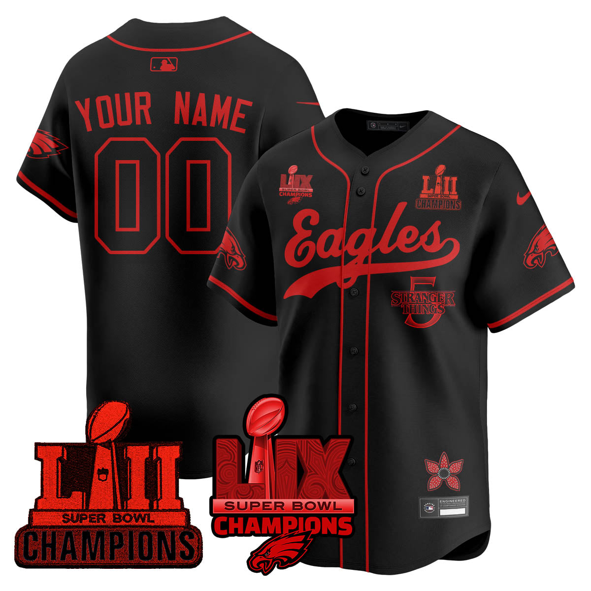 PHI Stranger Things Vapor Limited Baseball Custom Jersey - Stitched