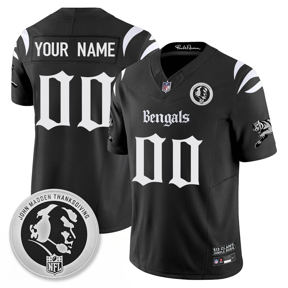 CIN Gothic Vapor Limited Custom Jersey - John Madden Patch - Stitched