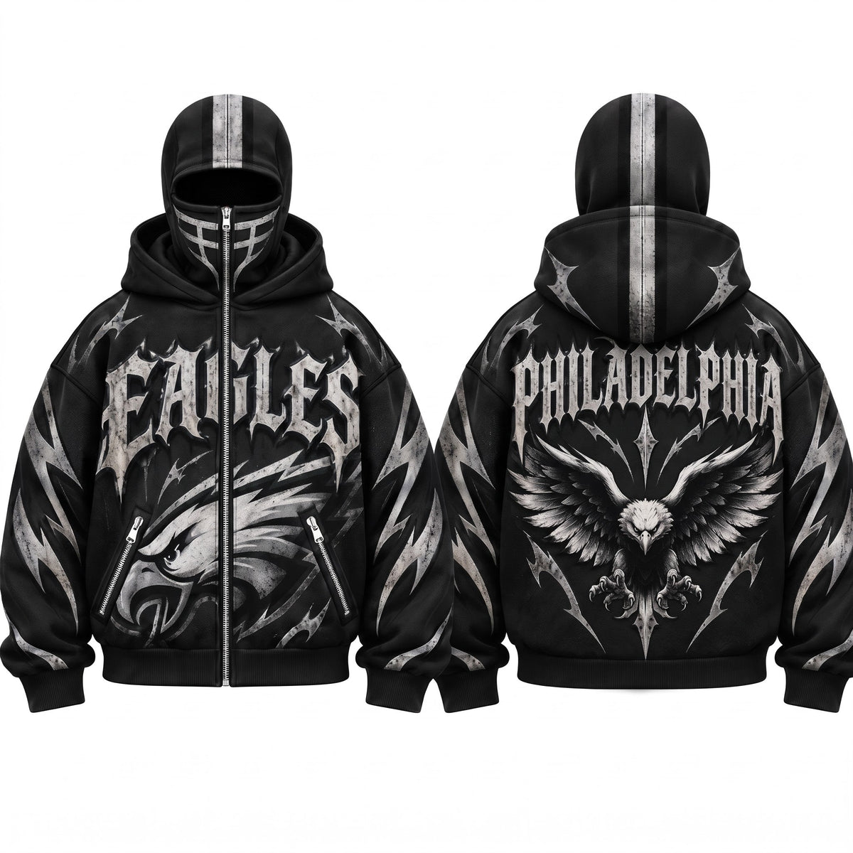 PHI Gothic Style Mask Zip Up Hoodie - Printed