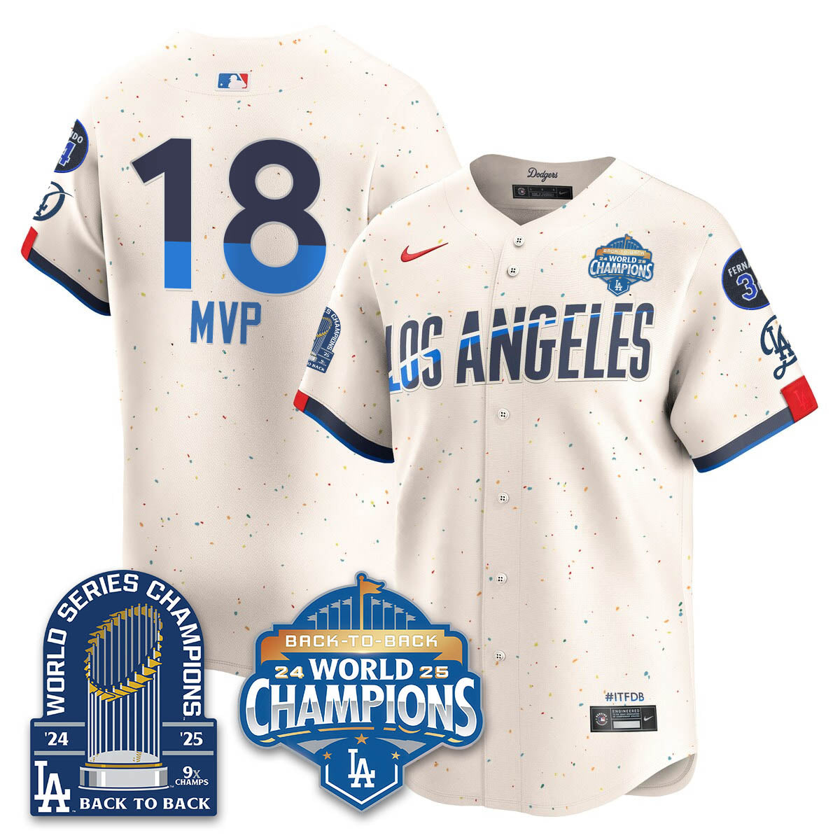 LAD 2025 World Series Champions Jersey - 9x Champs - Stitched N2