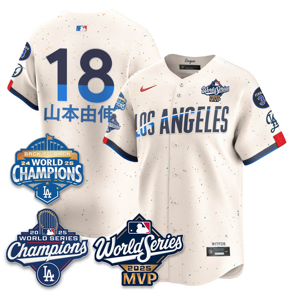 Yoshinobu Yamamoto LAD 2025 World Series MVP Jersey - All Stitched N2