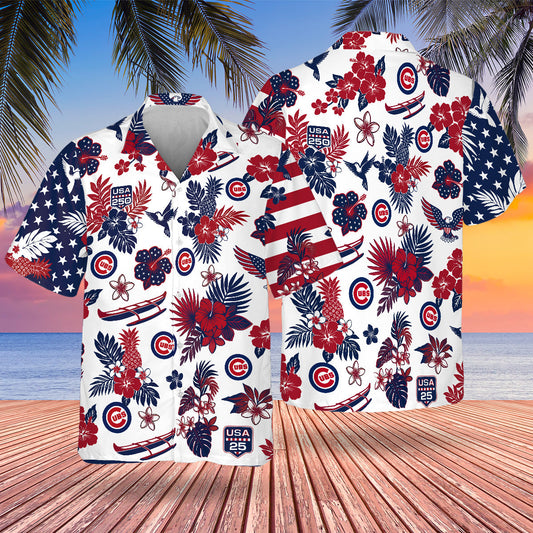 Chicago Cubs Special Semiquincentennial Hawaiian Design Button Shirt V2