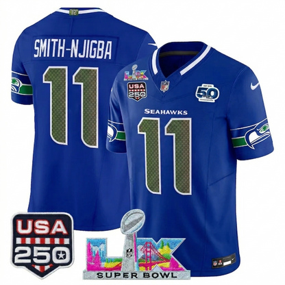 SEA "Super Bowl LX & United States 250th Anniversary Patch" Vapor Limited Jersey - Stitched