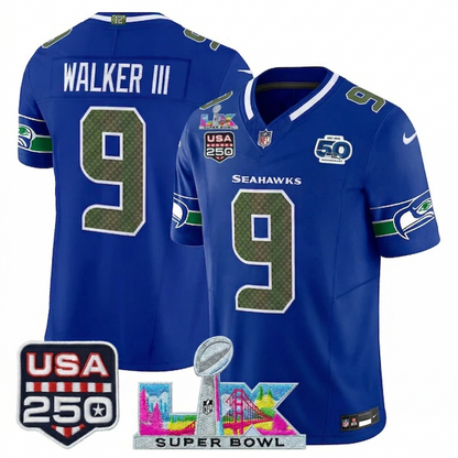 SEA "Super Bowl LX & United States 250th Anniversary Patch" Vapor Limited Jersey - Stitched