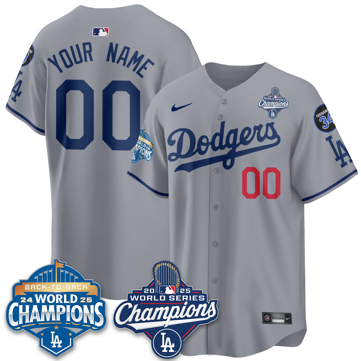 Custom LAD 2025 World Series Champions Jersey - Stitched N2