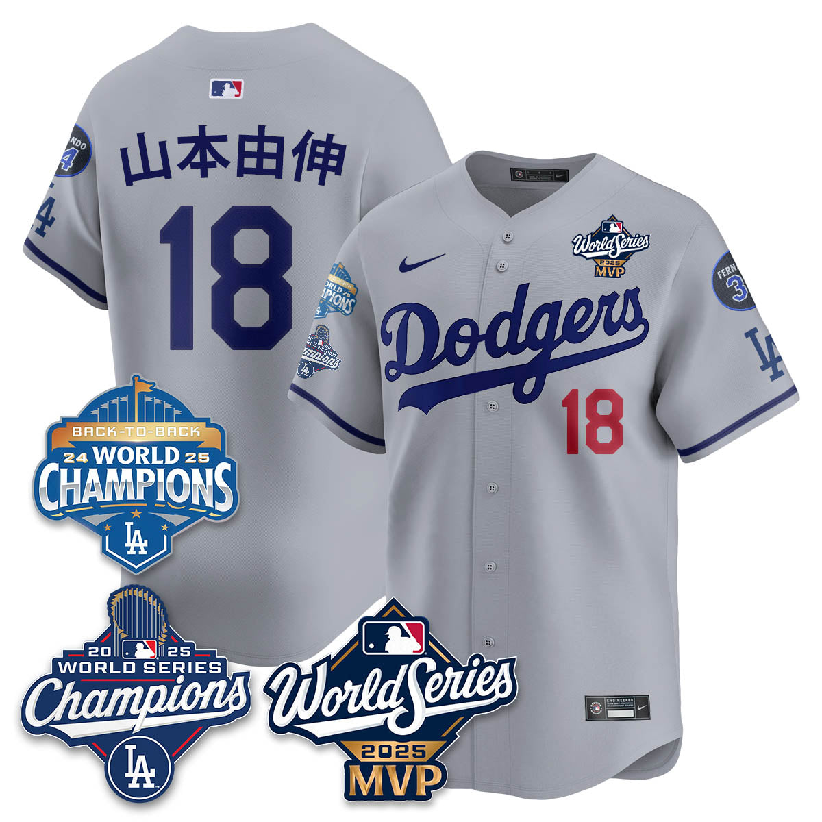 Yoshinobu Yamamoto LAD 2025 World Series MVP Jersey - All Stitched N2