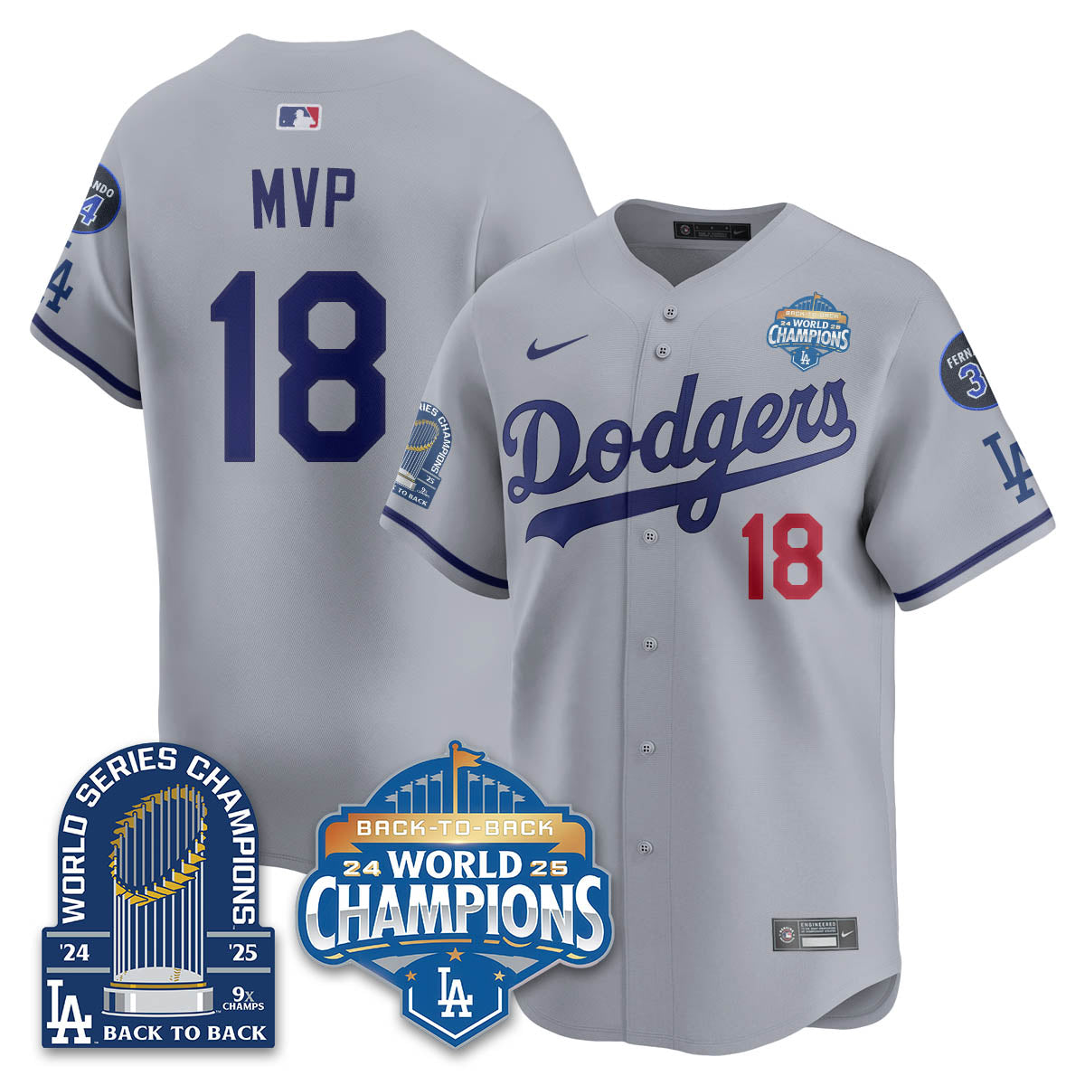 LAD 2025 World Series Champions Jersey - 9x Champs - Stitched N2