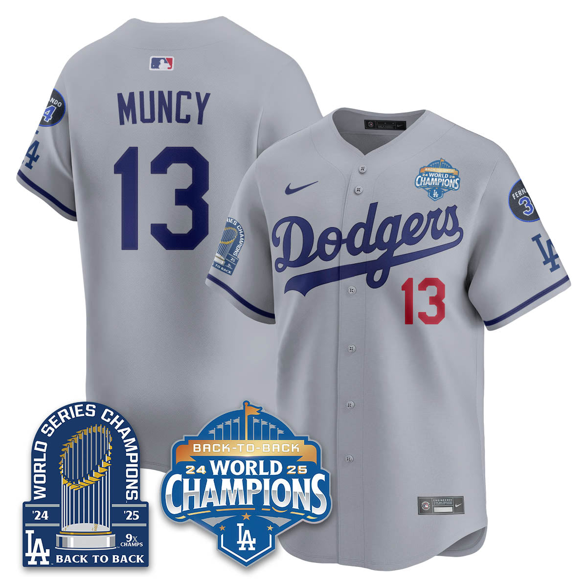 LAD 2025 World Series Champions Jersey - 9x Champs - Stitched N2