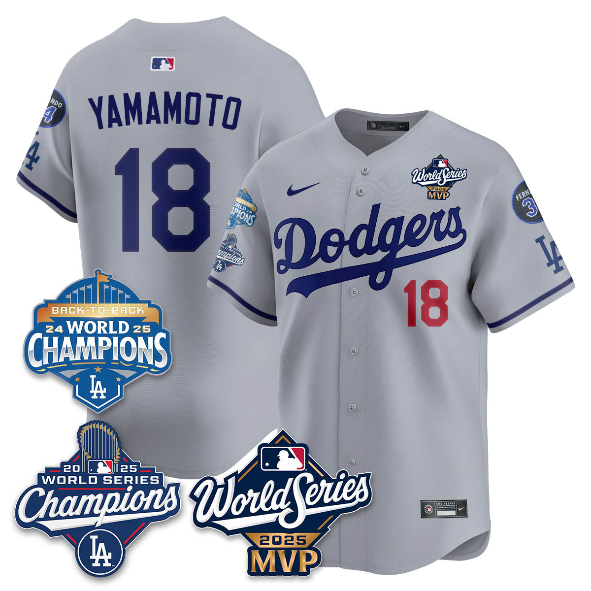 Yoshinobu Yamamoto LAD 2025 World Series MVP Jersey - All Stitched N2