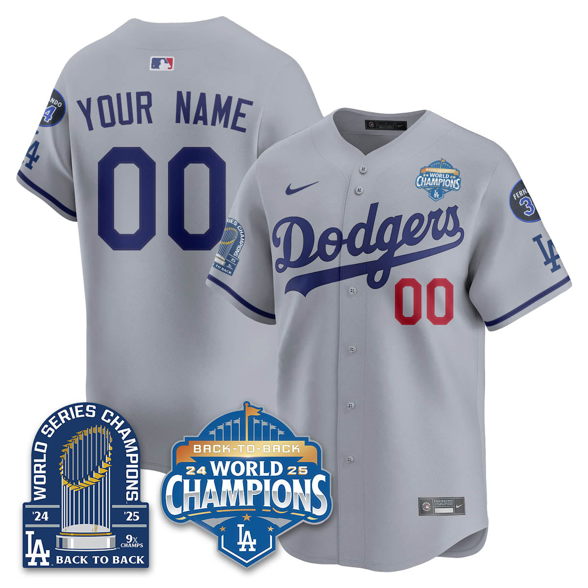 LAD 2025 World Series Champions Jersey - 9x Champs - Stitched N2