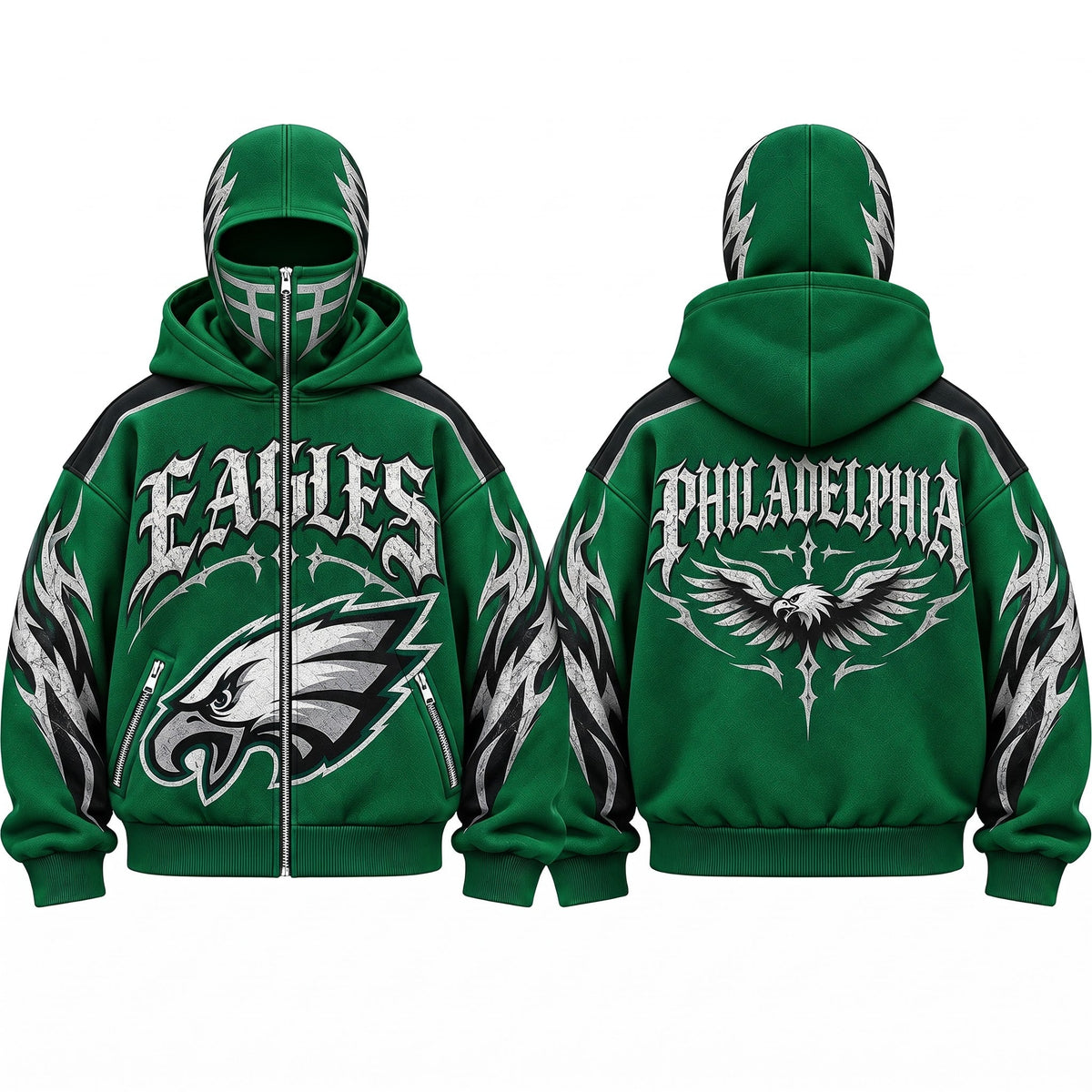 PHI Gothic Style Mask Zip Up Hoodie - Printed V2