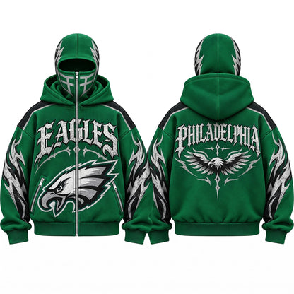 PHI Gothic Style Mask Zip Up Hoodie - Printed V2