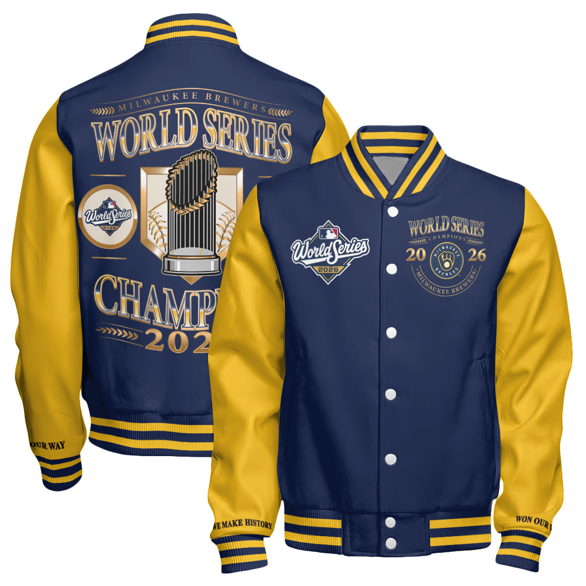 Milwaukee Brewers 2026 WS Champions Limited Edition Varsity Jacket - Printed