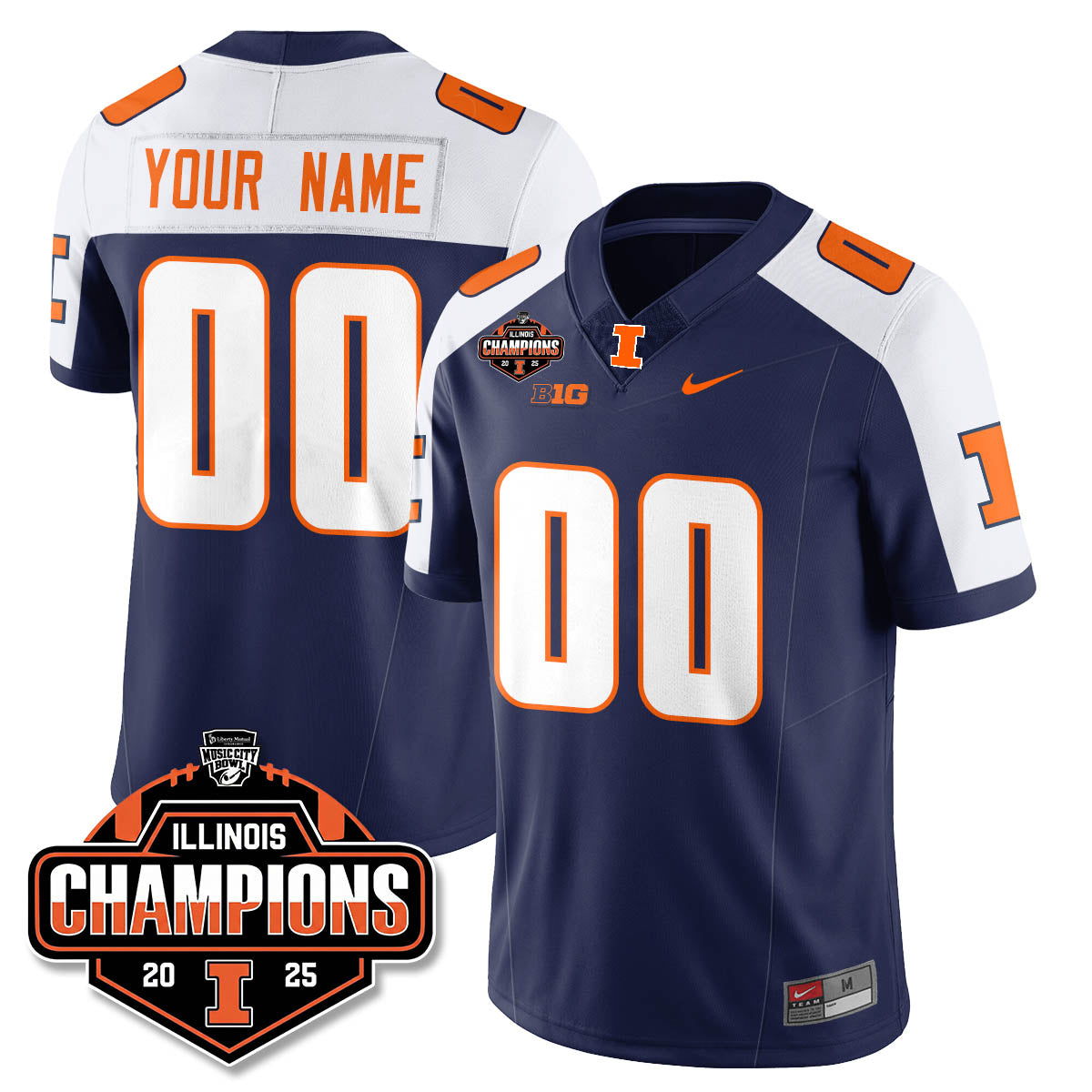 ILL Football 2025 Music City Bowl Champions Limited Jersey - Stitched
