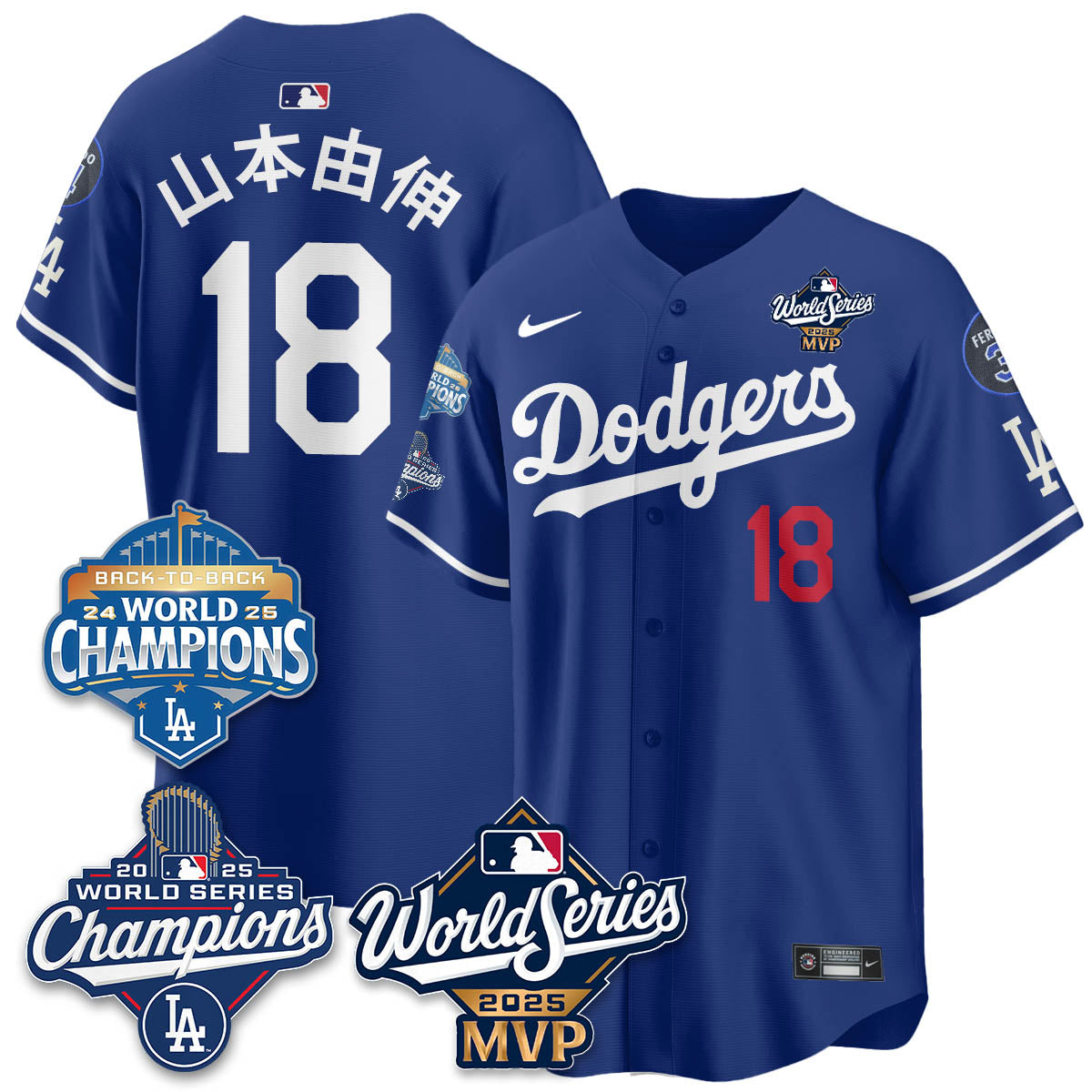 Yoshinobu Yamamoto LAD 2025 World Series MVP Jersey - All Stitched N2