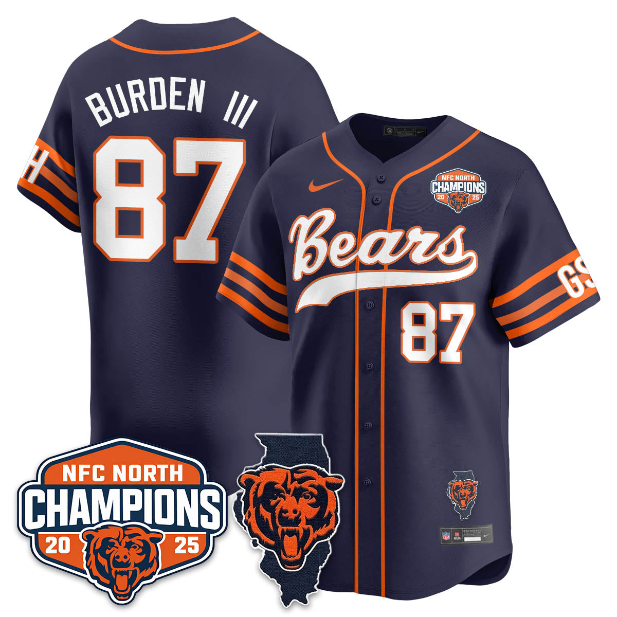 CHI  NFC North Division Champions Vapor Limited Baseball Jersey - Stitched