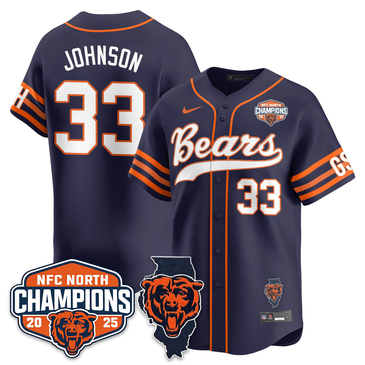CHI  NFC North Division Champions Vapor Limited Baseball Jersey - Stitched