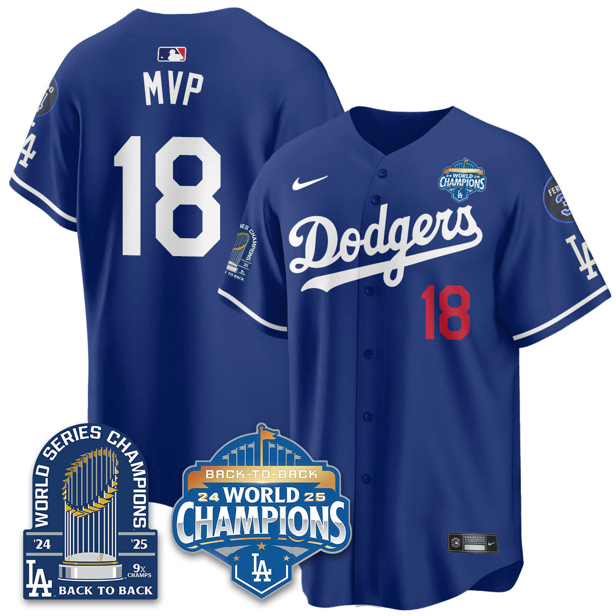 LAD 2025 World Series Champions Jersey - 9x Champs - Stitched N2