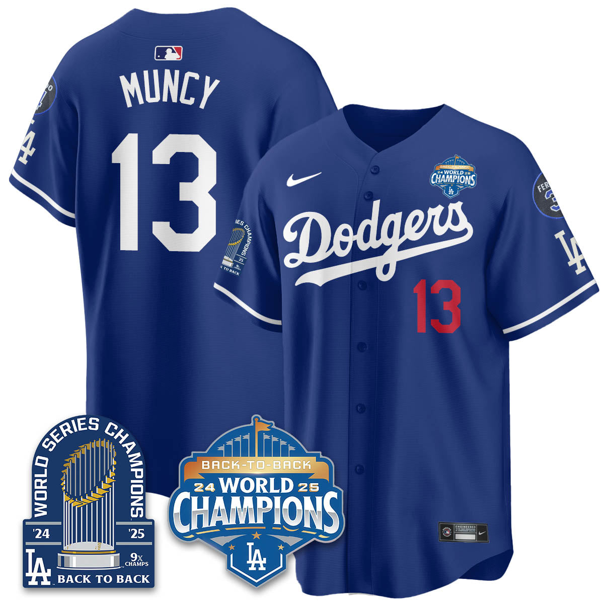 LAD 2025 World Series Champions Jersey - 9x Champs - Stitched N2