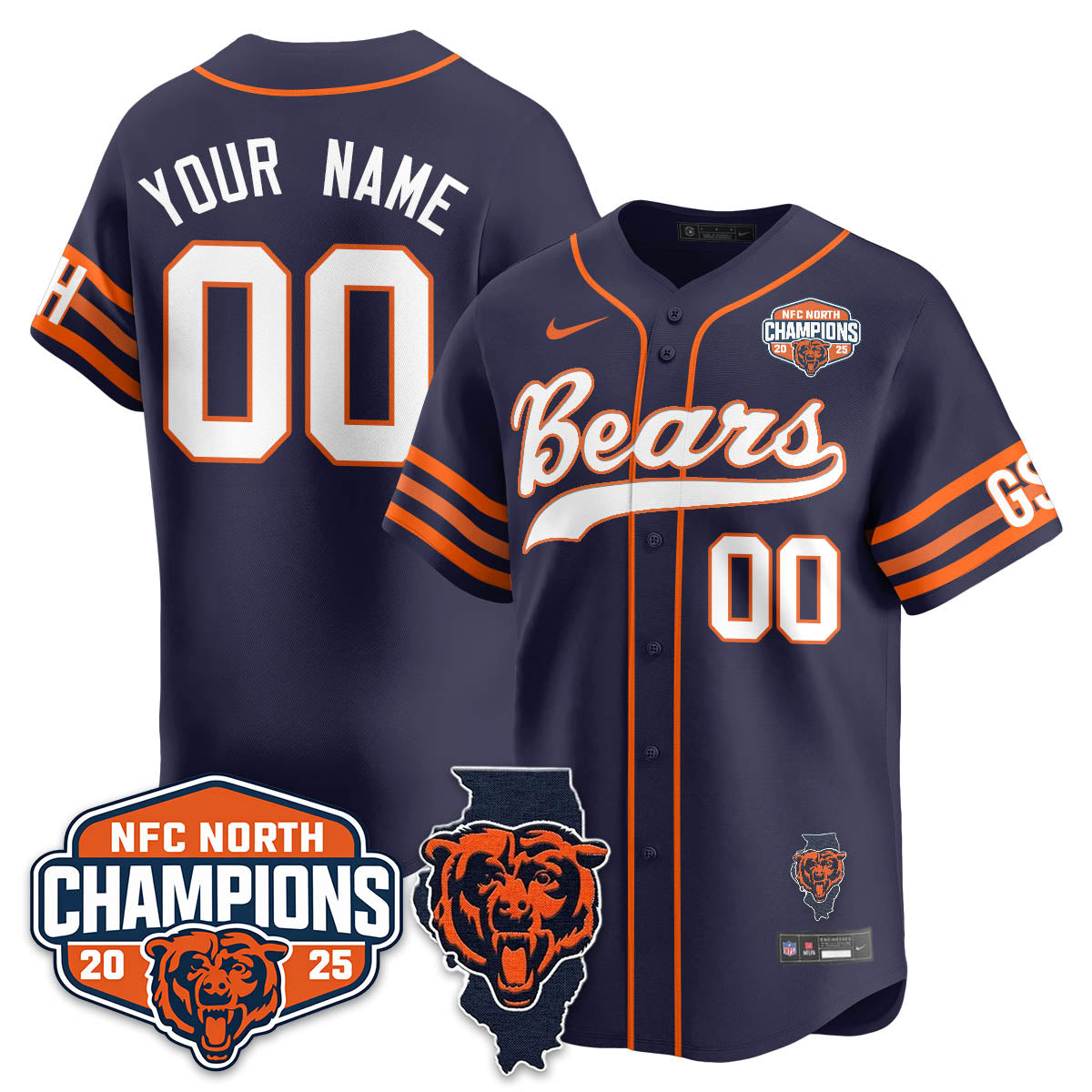 CHI  NFC North Division Champions Vapor Limited Baseball Jersey - Stitched