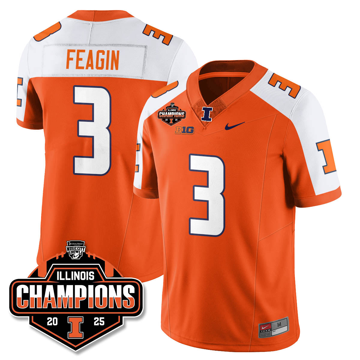 ILL Football 2025 Music City Bowl Champions Limited Jersey - Stitched
