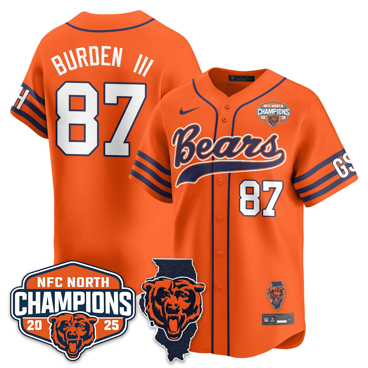 CHI  NFC North Division Champions Vapor Limited Baseball Jersey - Stitched