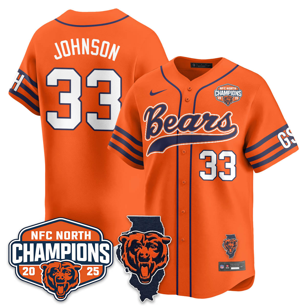 CHI  NFC North Division Champions Vapor Limited Baseball Jersey - Stitched