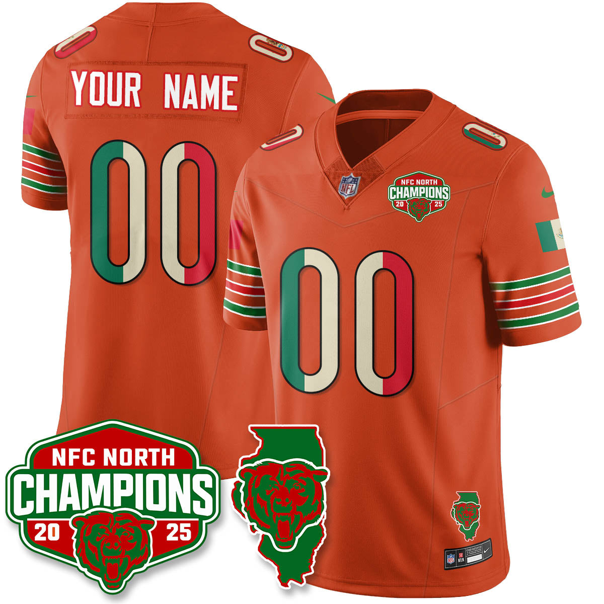 Custom CHI Mexico NFC North Division Champions Vapor Limited Jersey - Stitched