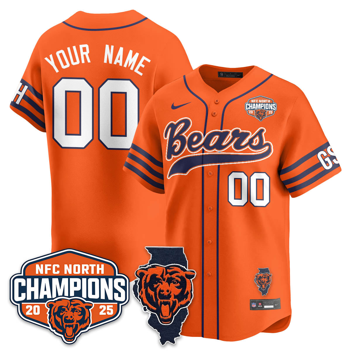 CHI  NFC North Division Champions Vapor Limited Baseball Jersey - Stitched