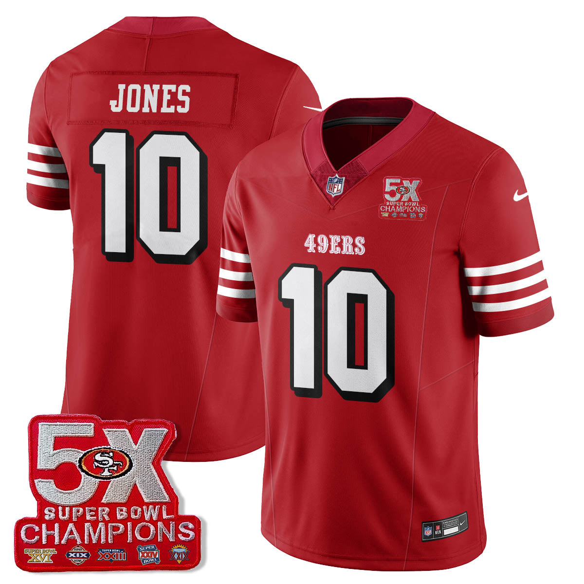 SF 5-Time Champions Patch Vapor Limited Jersey - All Stitched