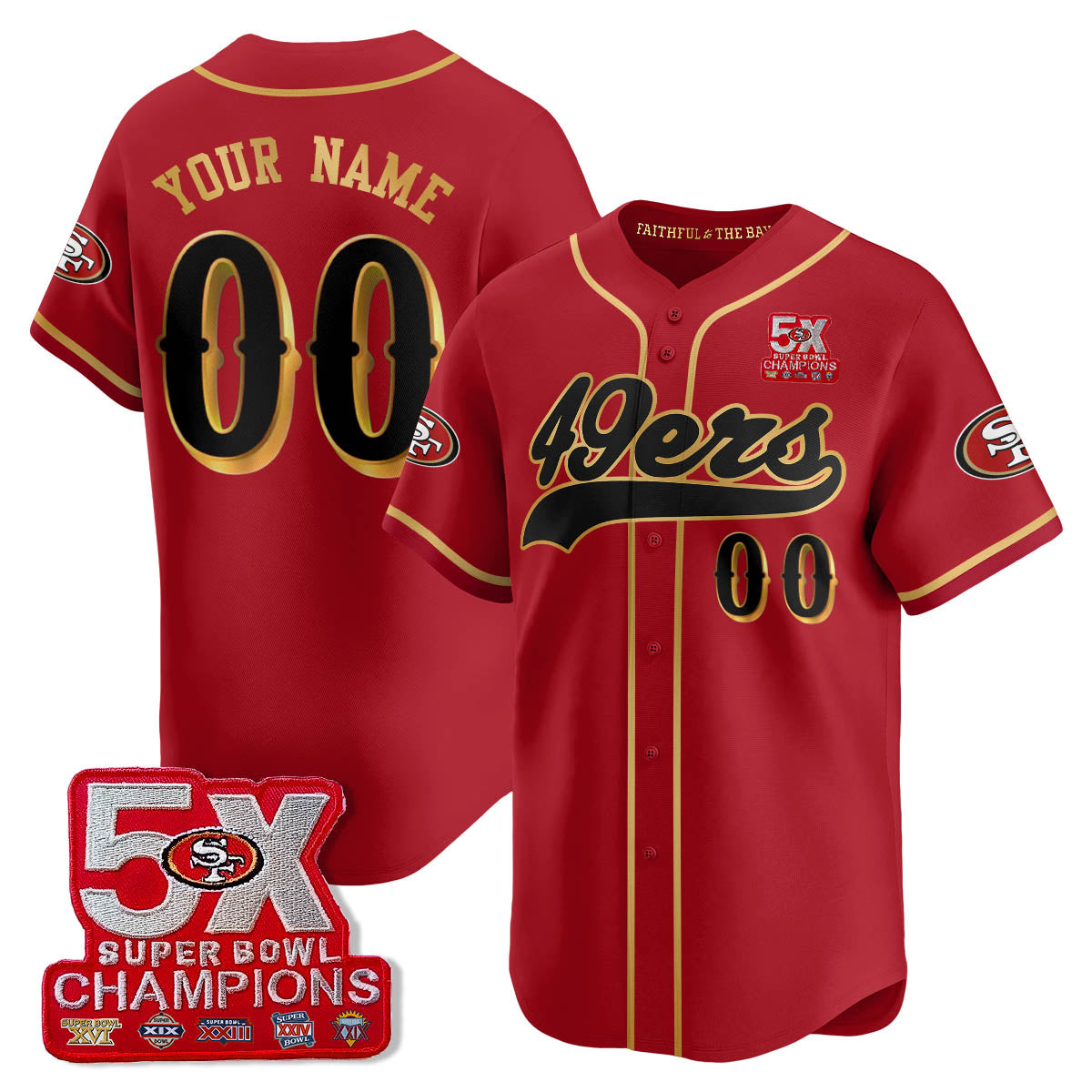 SF 5-Time Champions Patch Vapor Baseball Custom Jersey - Stitched