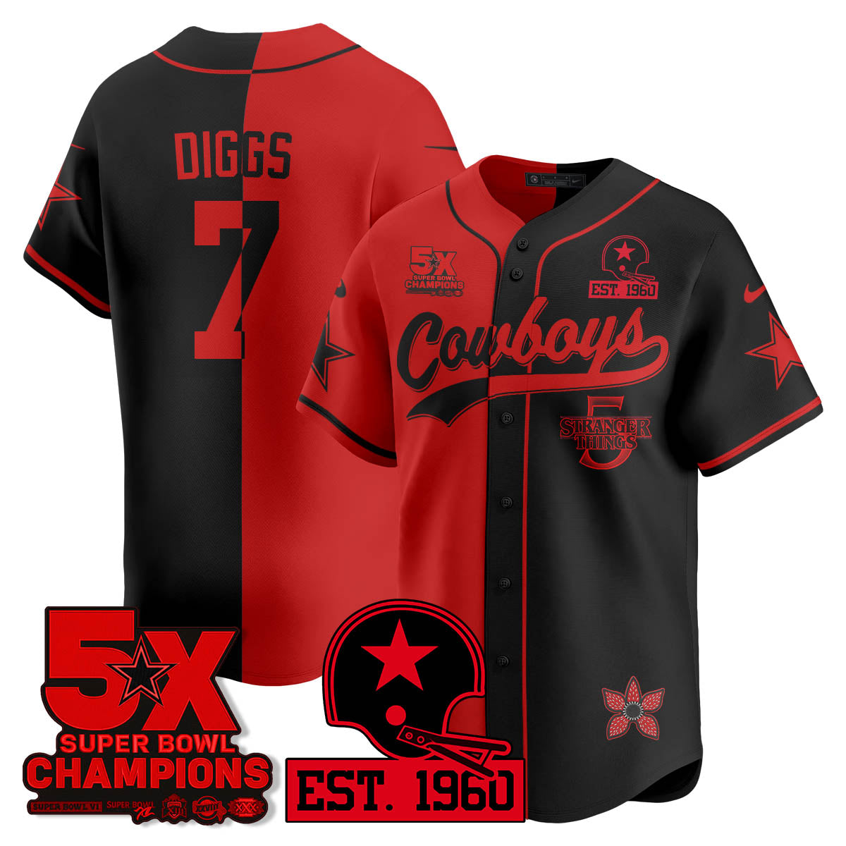 DAL Stranger Things Vapor Limited Baseball Jersey - Stitched