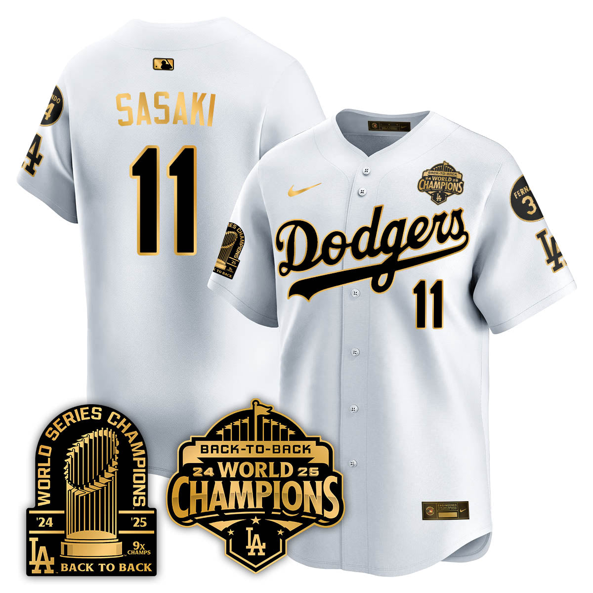 LAD 2025 World Series Champions Jersey - 9x Champs - Stitched N2