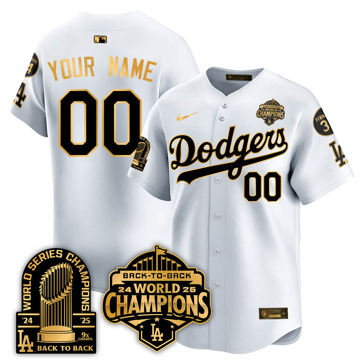 LAD 2025 World Series Champions Jersey - 9x Champs - Stitched N2
