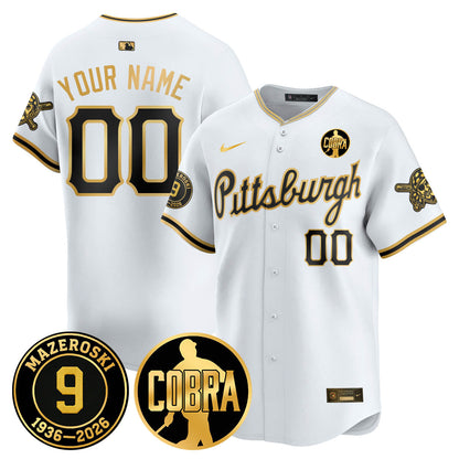 Custom PIT Memories Vapor Limited Gold Jersey - Bill Mazeroski Patch - Stitched