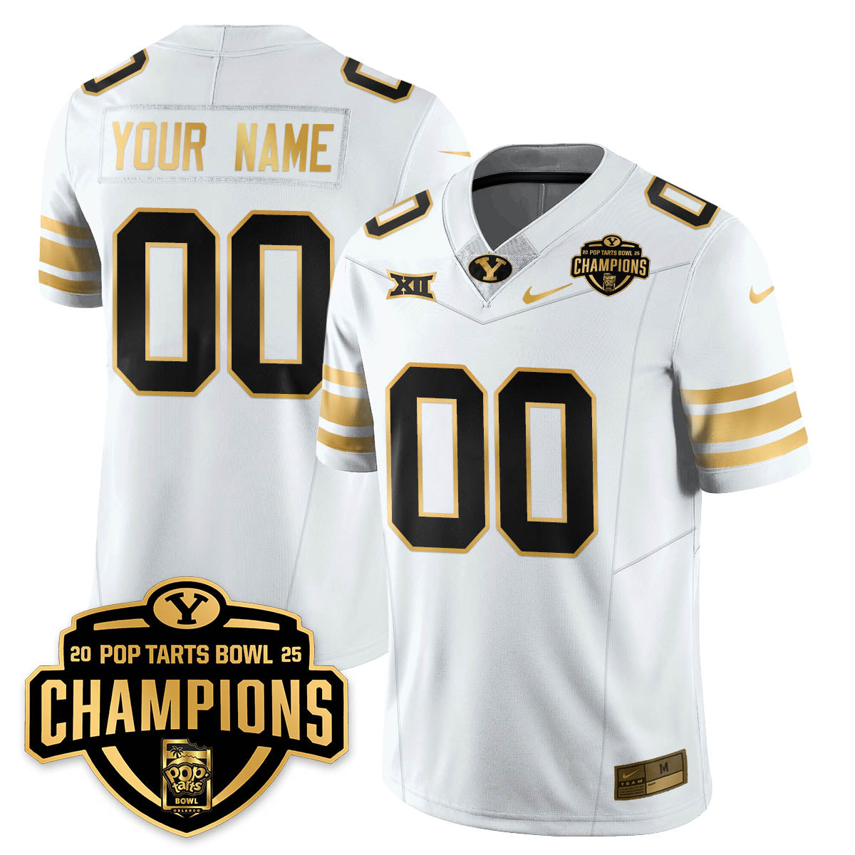 Custom BYC Football 2025 Pop-Tarts Bowl Champions Gold Jersey - All Stitched