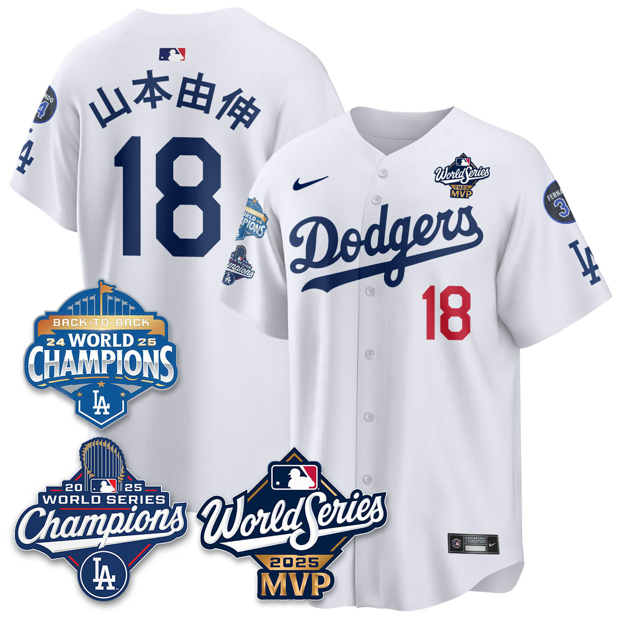 Yoshinobu Yamamoto LAD 2025 World Series MVP Jersey - All Stitched N2