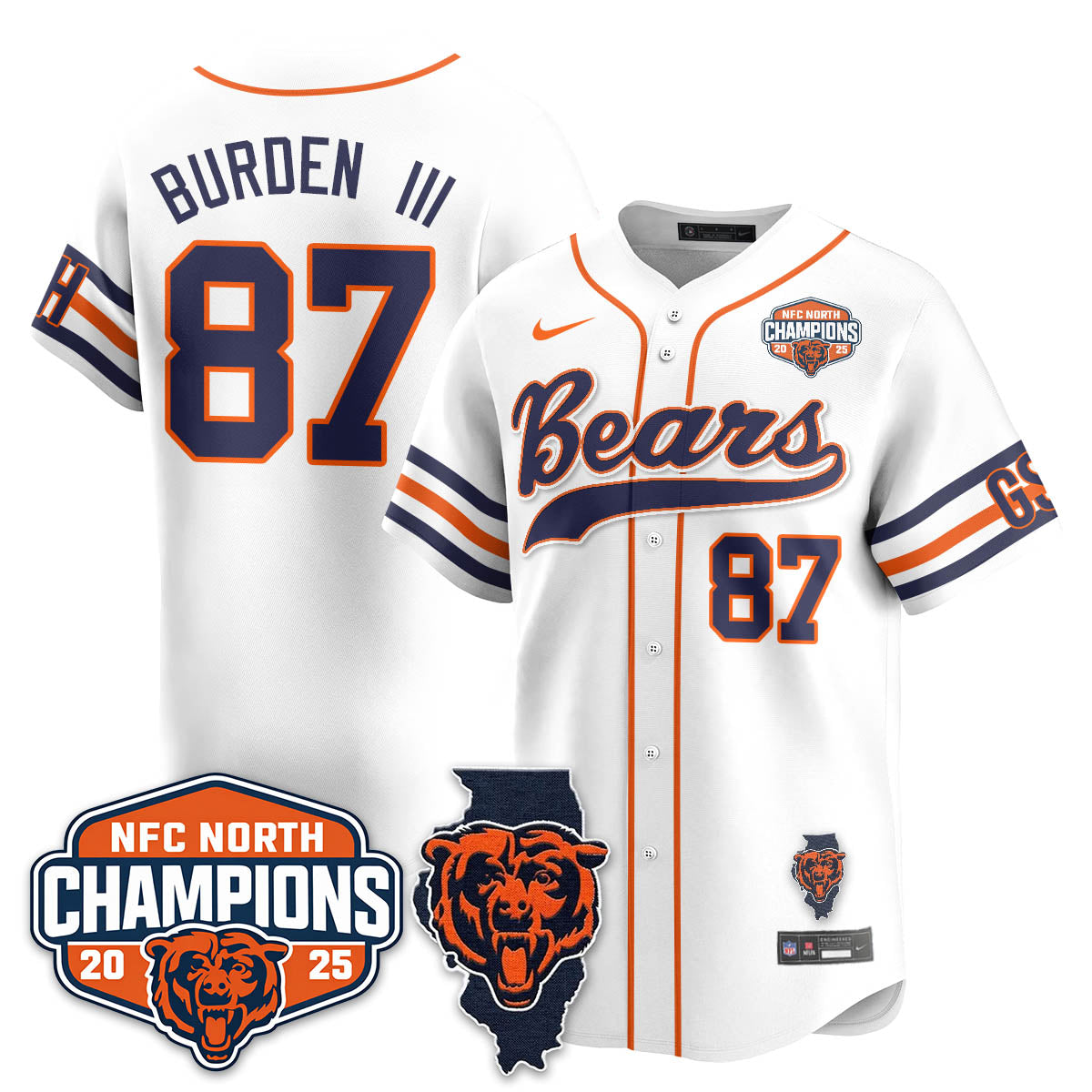 CHI  NFC North Division Champions Vapor Limited Baseball Jersey - Stitched