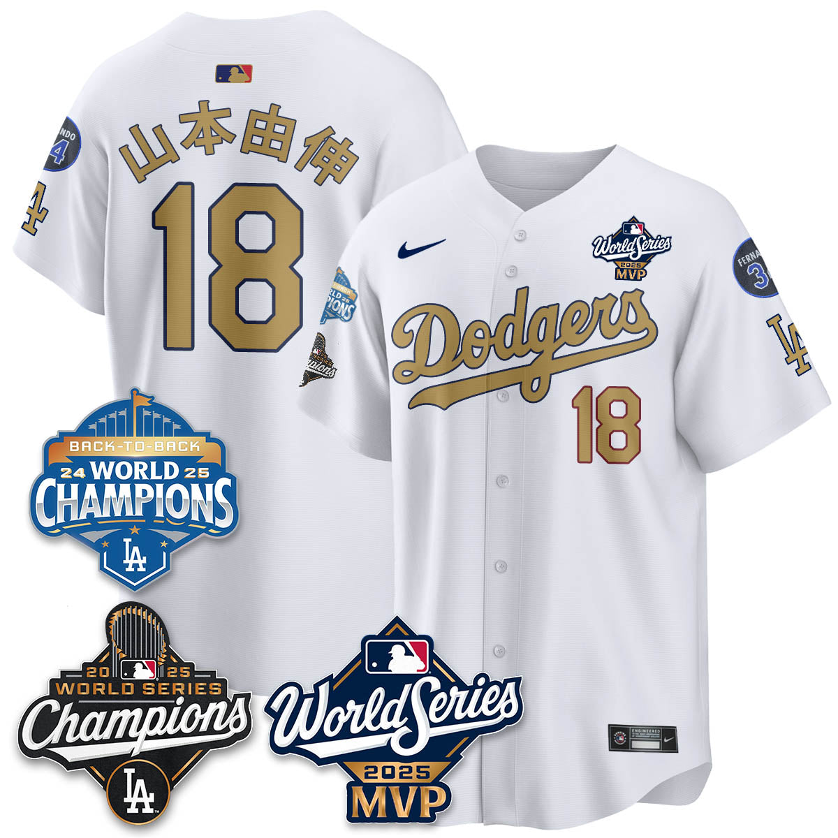Yoshinobu Yamamoto LAD 2025 World Series MVP Jersey - All Stitched N2