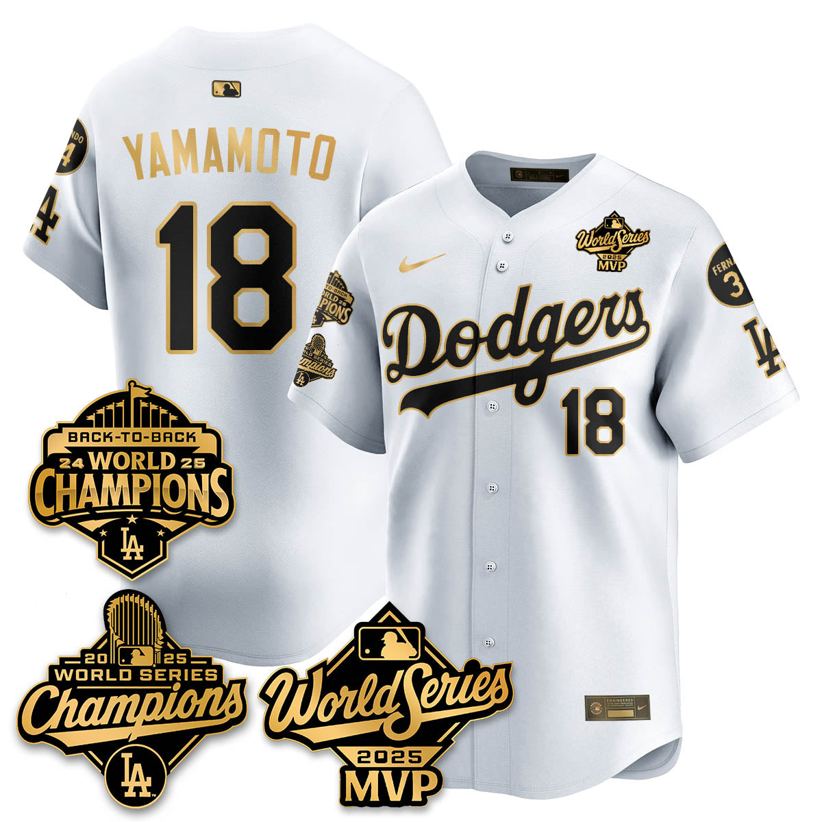 Yoshinobu Yamamoto LAD 2025 World Series MVP Jersey - All Stitched N2