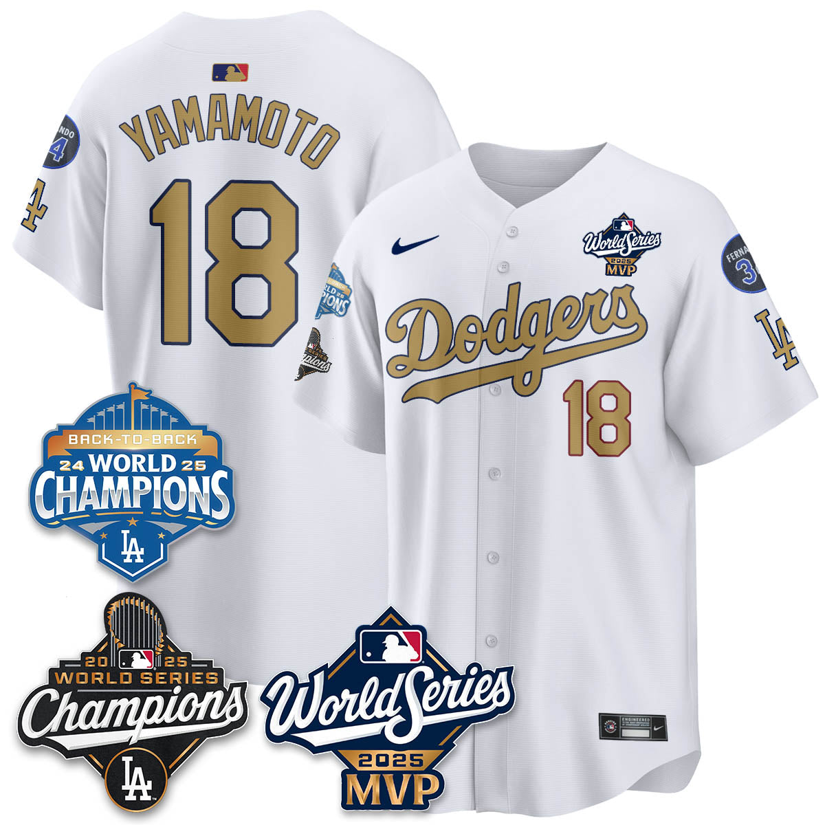 Yoshinobu Yamamoto LAD 2025 World Series MVP Jersey - All Stitched N2