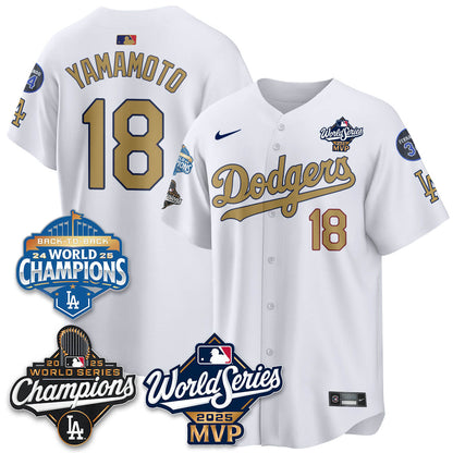 Yoshinobu Yamamoto LAD 2025 World Series MVP Jersey - All Stitched N2