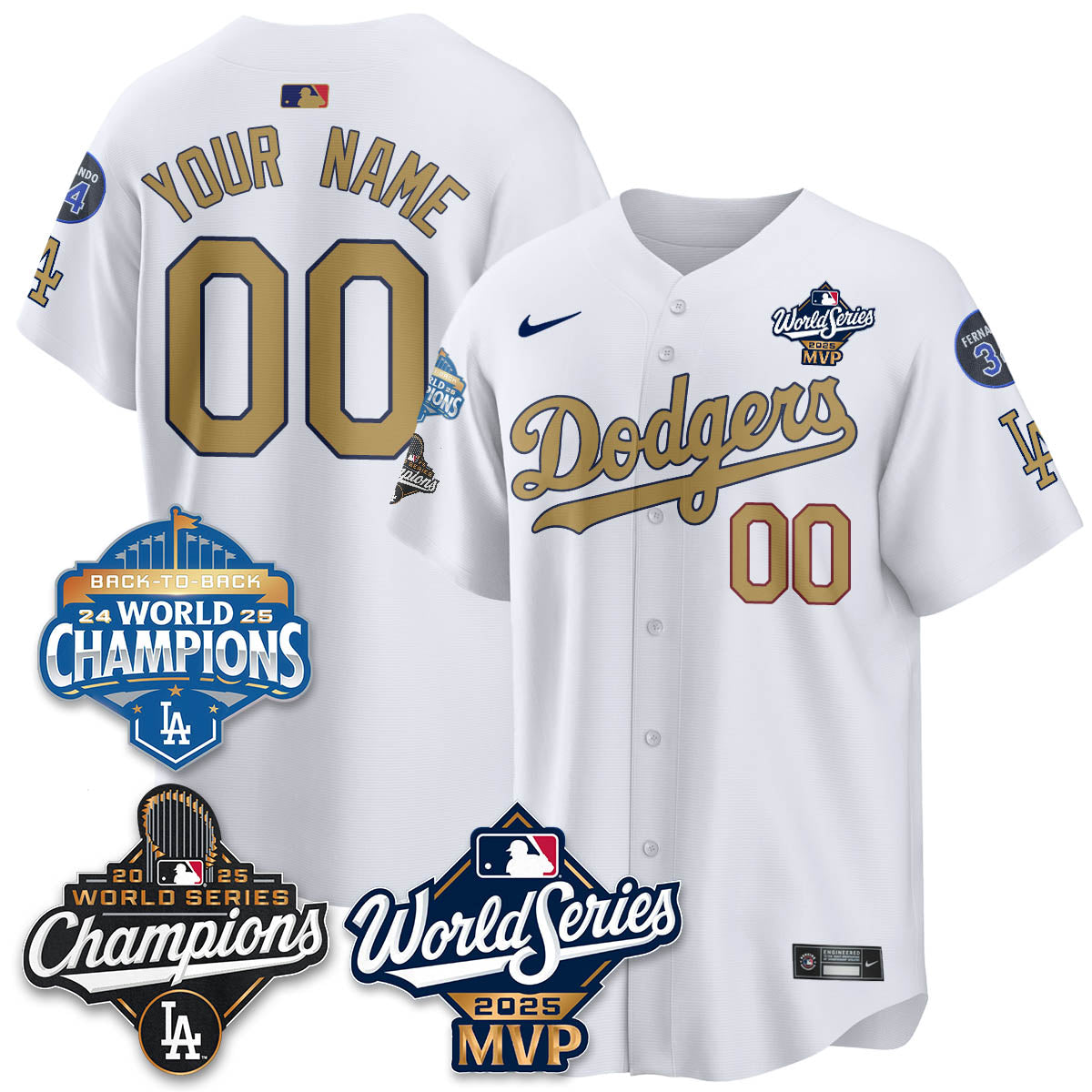 Yoshinobu Yamamoto LAD 2025 World Series MVP Jersey - All Stitched N2
