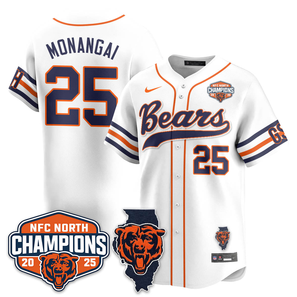 CHI  NFC North Division Champions Vapor Limited Baseball Jersey - Stitched