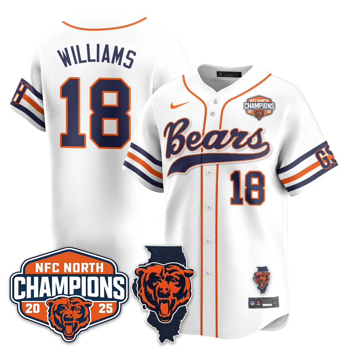 CHI  NFC North Division Champions Vapor Limited Baseball Jersey - Stitched